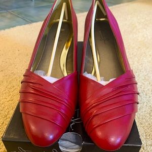 Red Leather heels by Soft Style size 9.5 W